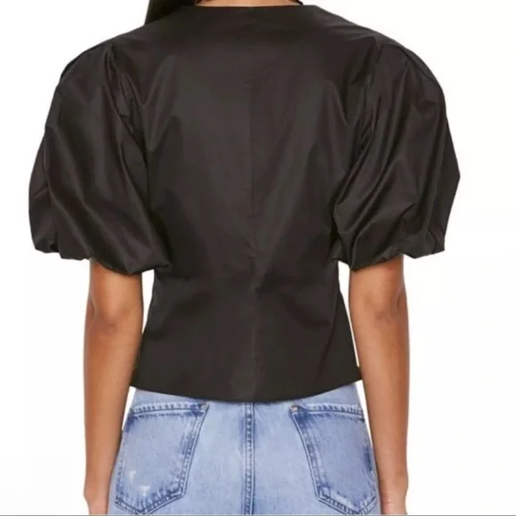 Frame black tie top with puff sleeves size M - Picture 2 of 9